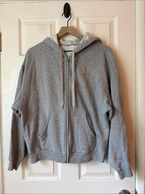Alo Unisex Accolade Full Zip Hoodie Athletic Heather Grey size small